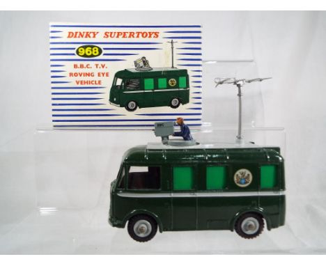 Dinky Supertoys - BBC TV Roving Eye Vehicle # 968, dark green body, 'BBC' crested decal, camera and operator, plastic aerial,