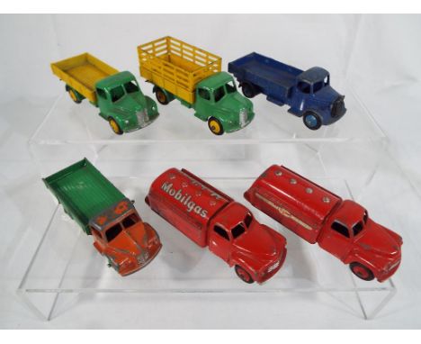 Dinky Toys - 30p Studebaker Tanker, red with red hubs, Esso decals; 30p Studebaker Tanker, red with red hubs, Mobilgas decals