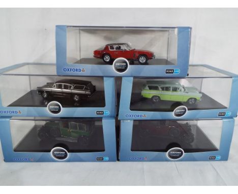 Oxford Automobile Co - five diecast model motor vehicles scale 1:43 from the Oxford Automobile Co  Collection, all cars in mi