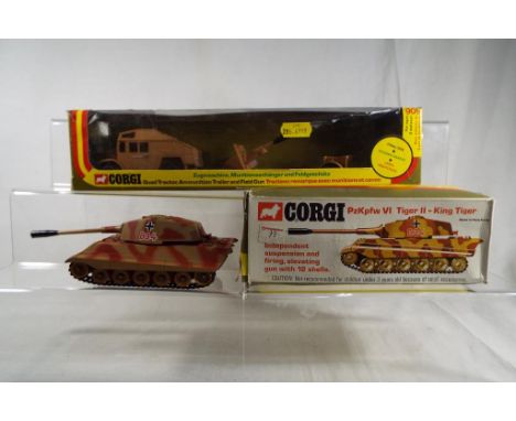 Corgi Toys - A window boxed Quad Tractor Ammunition Trailer and gun (complete with lance projectiles) # 909. Model appears ex