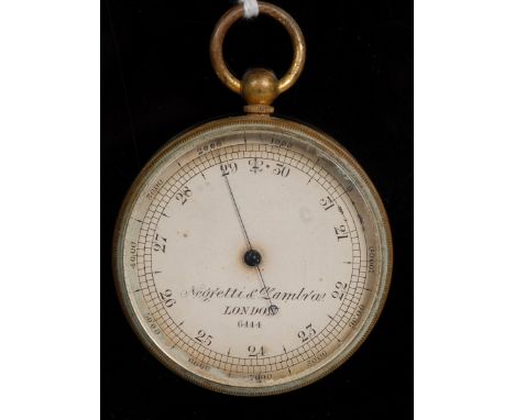 A Negretti & Zambra, London pocket barometer. silvered case