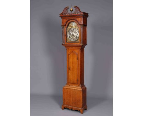 JOSHUA HARROCKS, EMONT BRIDGE, A GEORGE III OAK EIGHT-DAY LONGCASE CLOCK, with 12" brass and silvered break-arch dial, the ho