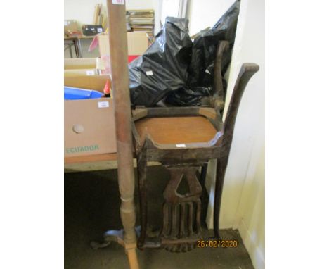 TWO BAGS CONTAINING MIXED FITTINGS, GEORGIAN CHAIR, STANDARD LAMP COLUMN (QTY)
