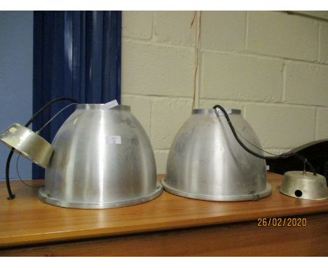 TWO ALUMINIUM INDUSTRIAL TYPE LIGHT FITTINGS