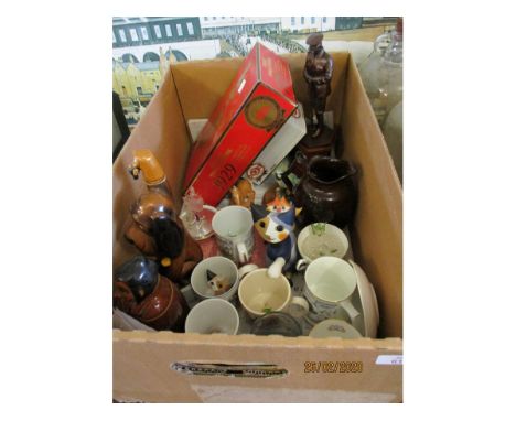 BOX CONTAINING MIXED GOEBEL CATS, RESIN ORNAMENTS ETC