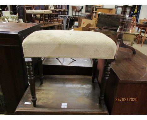 19TH CENTURY STOOL ON RING TURNED SUPPORTS
