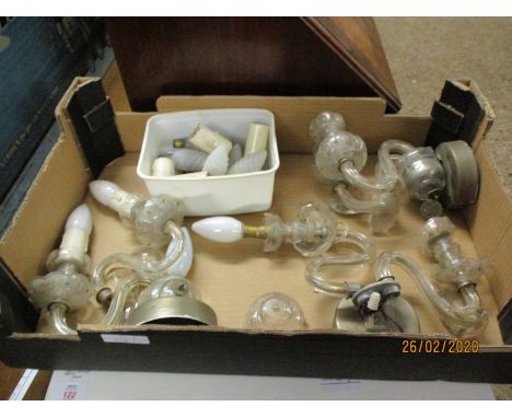 BOX OF VARIOUS VINTAGE LIGHT FITTINGS