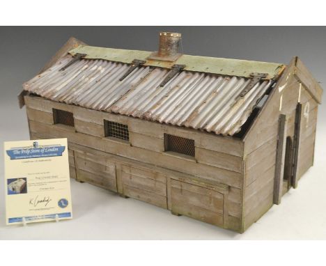 Aardman Animations - Chicken Run - Props - a model chicken shed, hinged corrugated roof, 51cm wide 