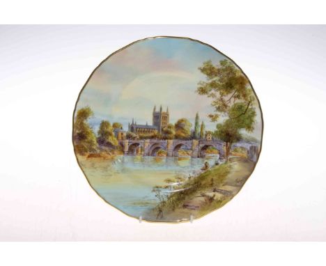 Royal Worcester 'Hereford' cathedral plate, 27cm.