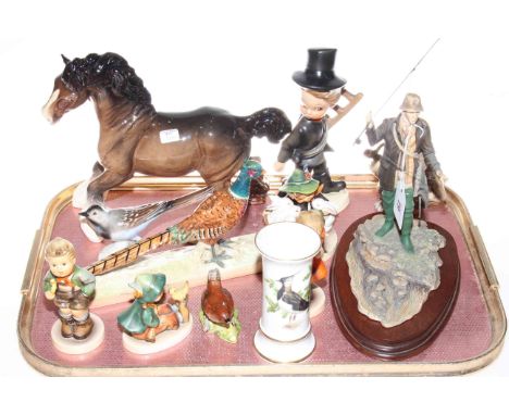 Beswick animals, five Hummel figures, Border Fine Arts Fisherman and Coalport vase.