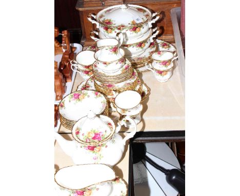 Royal Albert Old Country Roses dinner and tea service, forty five pieces.