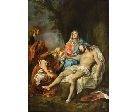 Deutsch, 18. Jh. Beweinung Christi mit den Marien und Johannes, in Anlehnung an Adriaen van der Werff. Öl/Holz. 48,5 x 35,5 c