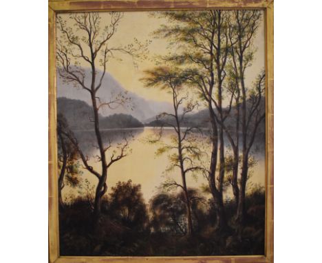 Charles Leslie. 1835 Wimbledon - 1898 London. Stellte in der Royal Academy London aus. Sign. Malerische Seenlandschaft. Öl/Lw