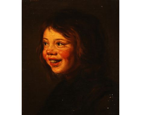 Frans Hals. 1580 - 1666. Schule. Verso alte Beschriftung. Portrait eines lachenden Kindes. Öl/Lwd. 35 x 30 cm. R