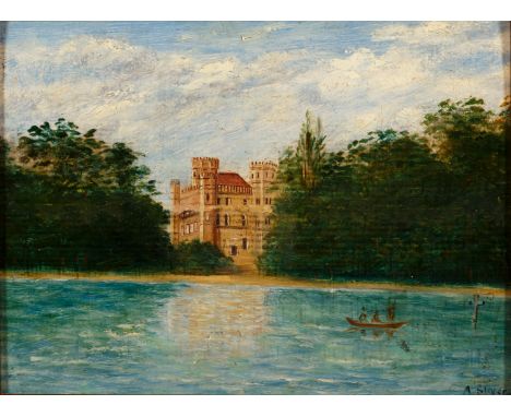 August Sievers (Sivers). Geb. 1816 Hardenberg (Hannover). War Schüler der Münchner Akademie. Sign. Blick auf Schloss Berg am 