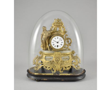 Stockuhr, sog. Bracket Clock. Holzgeäuse mit verglaster Zifferblattüre. Messingfronton mit Appliken und Ziffernring. Gangregl