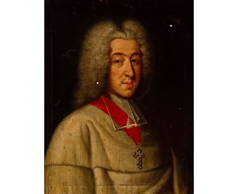 Portraitist des 17. Jh. Portrait eines kirchlichen Würdenträgers mit Diamantkreuz. Öl/Lwd. (Fehlstellen). 68,5 x 53 cm. R