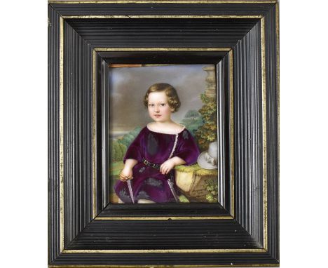 Miniatur: Johann Martin Morgenroth. 1800 Untersiemau bei Coburg - 1859 Mannheim. Sign. und 1850 dat. Portrait eines Knaben vo