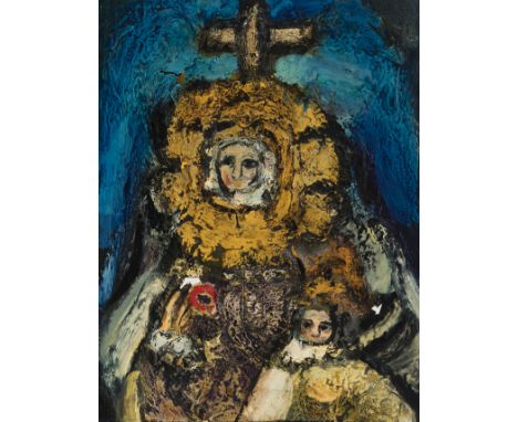 JUAN RIBERA BERENGUER, (Valencia, 1935 - Valencia, 2016)."Virgencita", 1965.Mixed media on canvas.Provenance: Private Collect