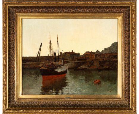 PEDRO VENANCIO GASSIS MINONDO (Pasajes de San Juan, 1850 - Burgos, 1896)."Fishing trip in the port of San Sebastián" 1888.Oil