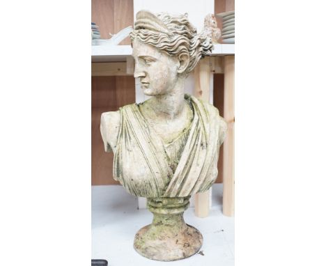 A composition stone portrait bust, Diana, 53cm.