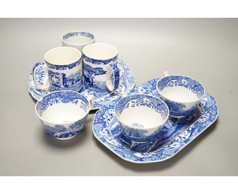 A quantity of Spode Italian blue and white breakfast wares