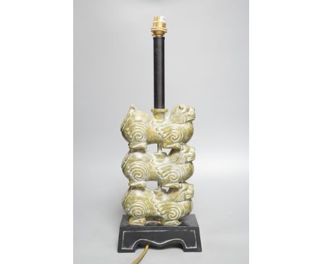 A Chinese style simulated jade table lamp, 48cm. max.