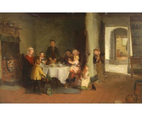 Thomas Webster R.A. (1800-1886) - oil on board,' Breakfast', sketch painted for a picture purchased by Lord Northwick in 1837