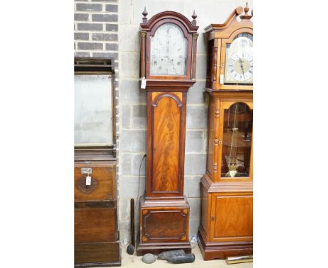 William Jordan, Chesham, Bucks. A George III inlaid mahogany 8 day longcase clock with signed silvered dial, height 216cm