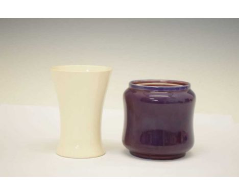 Moorcroft 'Utility' ware tapered vase, together with a purple glazed jar, impressed marks, 12cm high and smallerThe purple pi