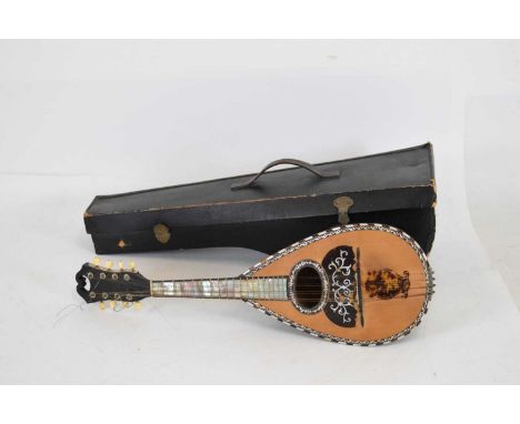 Early 20th Century Italian marquetry inlaid and mother-of-pearl mounted mandolin by Luigi Corradotti (cased)
