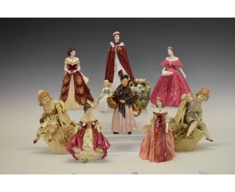 Collection of Royal Worcester &amp; Royal Doulton figures to include; 'The Orange Lady', HN2229 'Southern Belle', 'The Queen'
