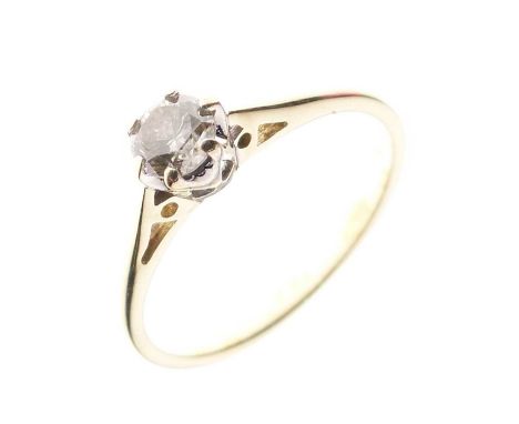 9ct gold solitaire diamond ring, the brilliant cut-stone approx 4mm diameter, approx size K, 1.6g gross approx