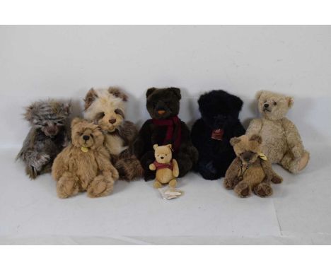 Collection of Charlie Bears, to include Evermore Mary, Year Bear 2015, Stephen, Perry etc, and a Steiff Winnie the Pooh