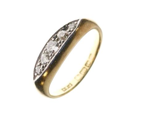 18ct gold five-stone diamond ring, approx size K½, 4.5g gross approx