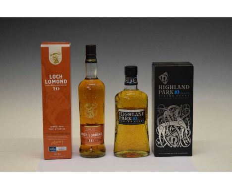 Highland Park Viking Scars Single Malt 10 Year Scotch Whisky, 700ml, together with Loch Lomond 'Fruit &amp; Vanilla' Single M
