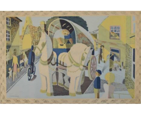Tom Gentleman (1882-1966), lithograph, 'The Grey Horses', School Print (SP11), 50 x 74cm, unframed