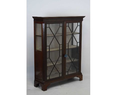 Edwardian china cabinet on bracket feet, 114cm x 40cm x 150cm high 