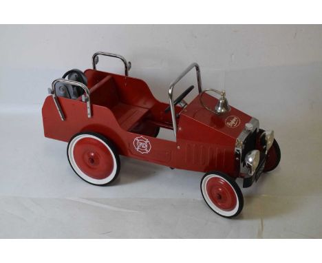 'Baghera' tinplate pedal car modelled as a 1938 Fire Engine, 95cm long 