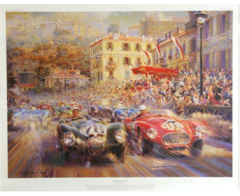 After Alfredo de La Maria "Monaco Grand Prix 1952"  limited edition llithograph, 286/850  60cm x 76cm Published by Autosports