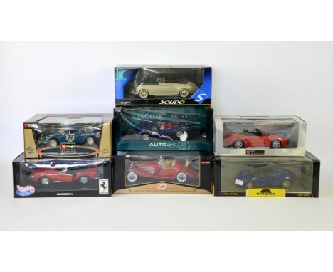 Set of scale car models, in original boxes, to include Maisto Mercedes 500K roadster, Burago Alpine A110 Rally Monte Carlo, H