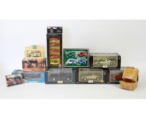 Set of Maisto Special Edition scale models, to include: Plymouth Pronto Spyder, Corvette, Mercedes CLK-GTR, Mercedes 500SL, w