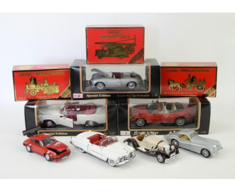 Set of Maisto special edition 1:18 scale model cars, in original boxes, to include: Porsche No. 1 Typ 356 Roadster, Mercedes-