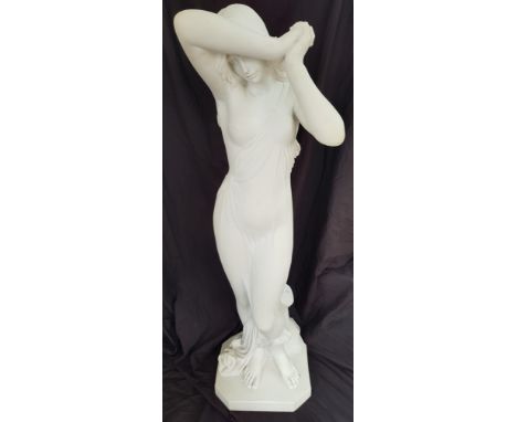 LORENZO DAL TORRIONE. Parian ware ceramic of semi-nude female figure, height 170cm.