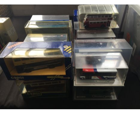 A selection of twenty Corgi boxed model vehicles including Original Omnibus, Metrobus, National Express, etc.