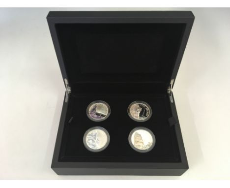 The Royal Mint A Portrait of Britain 2014 UK £5 silver proof four-coin Collection, with certificate of authenticity.