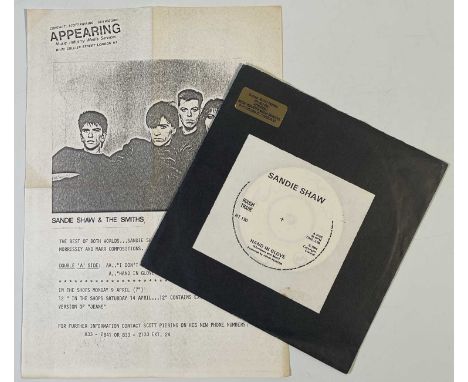 SANDIE SHAW - HAND IN GLOVE 7" (ORIGINAL UK WHITE LABEL TEST PRESSING - SIGNED - RT 130). Lovely original 1984 UK 7" test pre