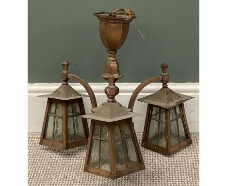 AN ANTIQUE TYPE THREE BRANCH CHANDELIER, 46cms dropProvenance: deceased estate Denbighshire
