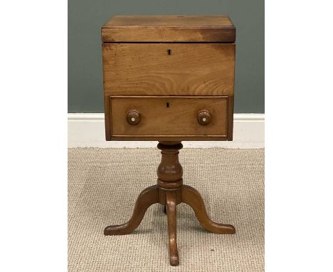 LIGHT MAHOGANY TEAPOY on four-legged support, 72 (h) x 44 (w) x 32cms (d)Provenance: deceased estate Conwy