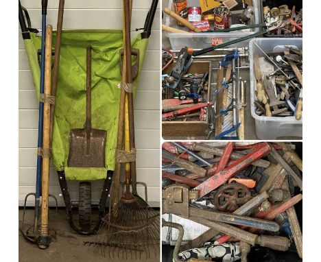 GARAGE TOOLS & ACCESSORIES, a very large parcel including long handled garden tools, vintage planes etc.Provenance: private c